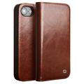 Funda Clásica de Cuero Qialino para iPhone 16e - Estilo Cartera - Marrón Oscuro