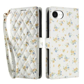 Funda Rómbica Floral de Cartera para iPhone 16e - Flores Amarillas