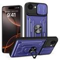 Funda híbrida con anillo giratorio y protector de cámara para iPhone 16e - Azul