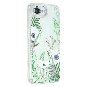 Funda híbrida iPhone 16e Spring Electroplated IMD con protector de cámara - Flores verdes