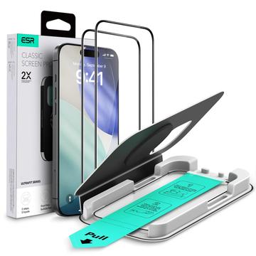 Protector de pantalla de vidrio templado iPhone 17/16 Pro ESR UltraFit - 9H, 0.3mm - Borde negro