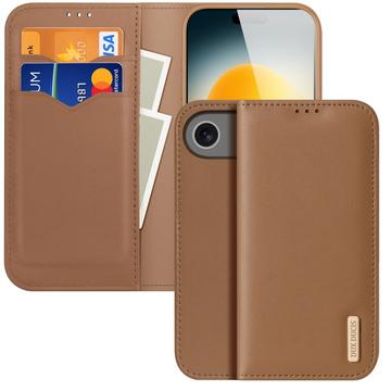 Funda de Cuero Dux Ducis Hivo para iPhone 17 Air - Estilo Cartera - Marrón