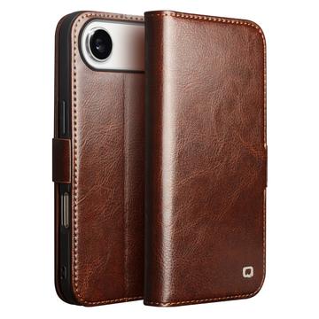 Funda Clásica de Cuero Qialino para iPhone 17 Air - Estilo Cartera - Marrón Oscuro