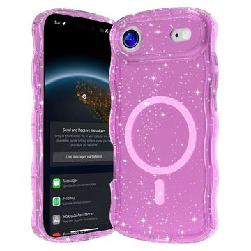 Funda MagSafe Wave-Edge Laser Glitter para iPhone 17 Air - Rosa translúcido