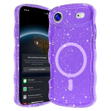 Funda MagSafe Wave-Edge Laser Glitter para iPhone 17 Air - Morado translúcido