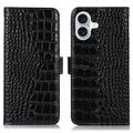 Funda Crocodile con RFID para iPhone 17 - Estilo Cartera