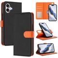 Funda de cartera desmontable para iPhone 17 con MagSafe, protección RFID y correa de mano - Negro / Naranja