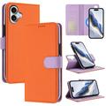 Funda de cartera extraíble para iPhone 17 con MagSafe, protección RFID y correa de mano - Naranja / Morado