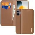 Funda de Cuero Dux Ducis Hivo para iPhone 17 - Estilo Cartera - Marrón