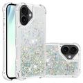 Funda de TPU iPhone 17 Glitter Quicksand - Corazones plateados