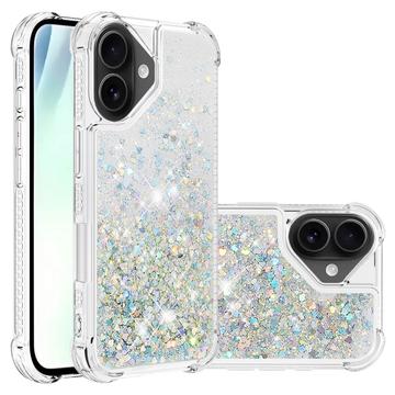 Funda de TPU iPhone 17 Glitter Quicksand - Corazones plateados
