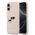 Funda MagSafe de silicona líquida Karl Lagerfeld Double Heads para iPhone 17 - Rosa