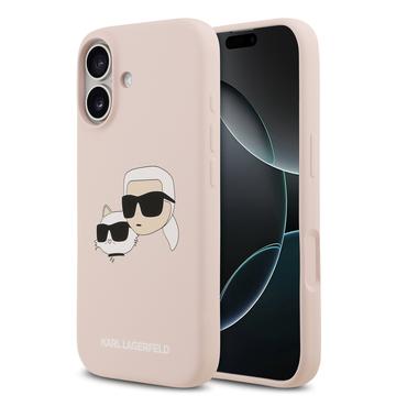 Funda MagSafe de silicona líquida Karl Lagerfeld Double Heads para iPhone 17 - Rosa