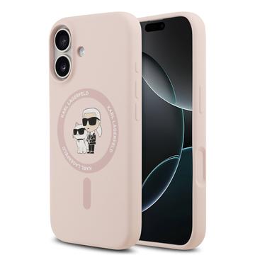 Funda MagSafe de silicona líquida Karl Lagerfeld Karl and Choupette para iPhone 17 - Rosa