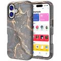 Funda híbrida de mármol de lujo para iPhone 17 - Negra / Dorada