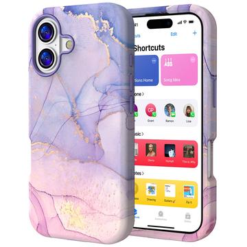 Funda híbrida de mármol de lujo para iPhone 17 - Azul / Rosa