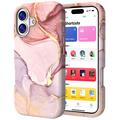 Funda híbrida de mármol de lujo para iPhone 17 - Rosa / Oro