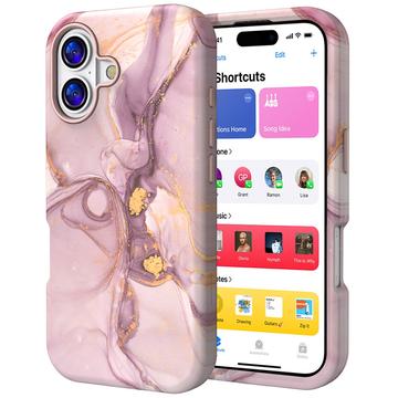 Funda híbrida de mármol de lujo para iPhone 17 - Morado / Dorado