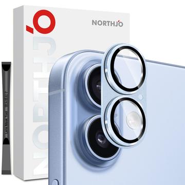 iPhone 17 Northjo Protección Completa Metal Mate y Cristal Templado Protector de Lente de Cámara - Azul