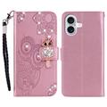 iPhone 17 Búho Rhinestone Funda billetera