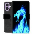 Funda Cartera Premium para iPhone 17 - Dragón de Fuego Azul