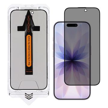 Protector de pantalla de vidrio templado iPhone 17 Privacy con herramienta de instalación - 9H - Borde negro