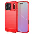Carcasa de TPU Brushed para iPhone 17 Pro - Fibra de Carbono - Rojo