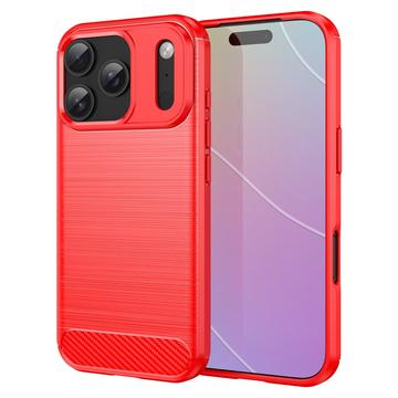 Carcasa de TPU Brushed para iPhone 17 Pro - Fibra de Carbono - Rojo