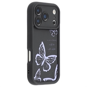 Funda de TPU con estampado de mariposas para iPhone 17 Pro - Morado / Negro