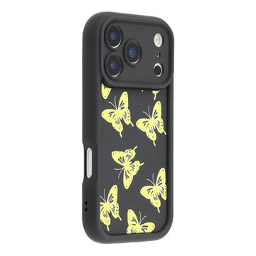 Funda de TPU con estampado de mariposas para iPhone 17 Pro - Amarillo / Negro