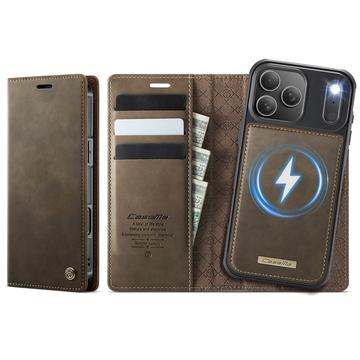 Funda de cartera desmontable 2 en 1 iPhone 17 Pro Caseme C49 - Compatible con MagSafe, RFID - Café