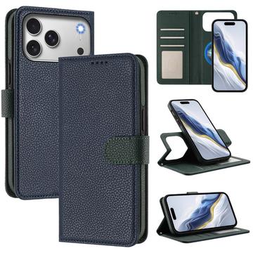 Funda de cartera extraíble para iPhone 17 Pro con MagSafe, protección RFID y correa de mano - Azul / Verde