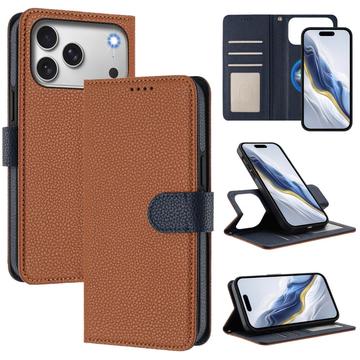 Funda de cartera extraíble para iPhone 17 Pro con MagSafe, protección RFID y correa de mano - Marrón / Azul