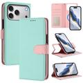 Funda de cartera extraíble para iPhone 17 Pro con MagSafe, protección RFID y correa de mano - Menta / Rosa
