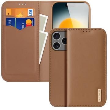 Funda de Cuero Dux Ducis Hivo para iPhone 17 Pro - Estilo Cartera - Marrón
