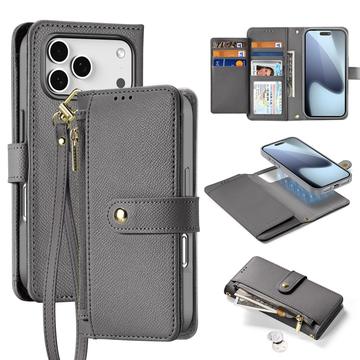 Funda de piel iPhone 17 Pro Dux Ducis Lawa con tapa magnética - Gris