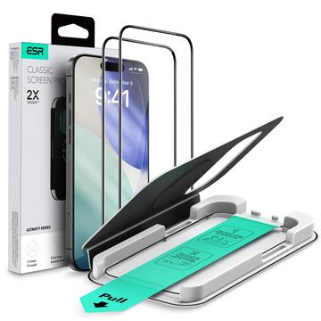 Protector de pantalla de vidrio templado iPhone 17 Pro ESR UltraFit - 9H, 0.3mm - Borde negro