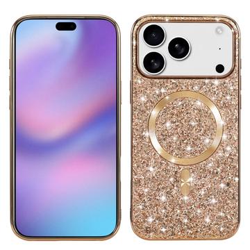 Funda iPhone 17 Pro con purpurina galvanoplastia - MagSafe Compatible - Rosa Dorado