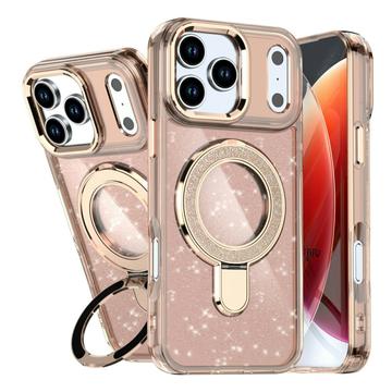 Funda híbrida iPhone 17 Pro Glitter con soporte - Compatible con MagSafe - Oro desierto