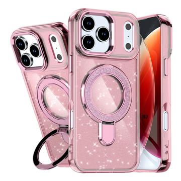 Funda híbrida iPhone 17 Pro Glitter con soporte - Compatible con MagSafe - Rosa