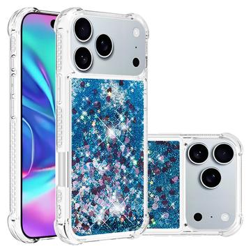 Funda de TPU iPhone 17 Pro Glitter Quicksand - Corazones Azules
