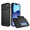 Funda híbrida con ranura deslizante para tarjetas para iPhone 17 Pro - Negro