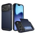 Funda híbrida con ranura deslizante para tarjetas para iPhone 17 Pro - Azul Oscuro