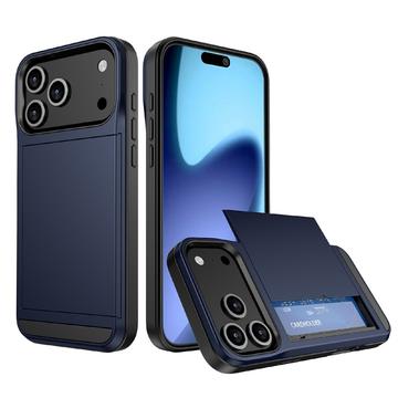 Funda híbrida con ranura deslizante para tarjetas para iPhone 17 Pro - Azul Oscuro