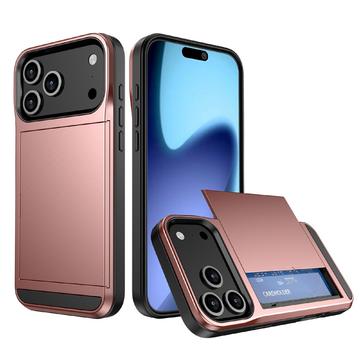 Funda híbrida con ranura deslizante para tarjetas para iPhone 17 Pro - Rosa Dorado