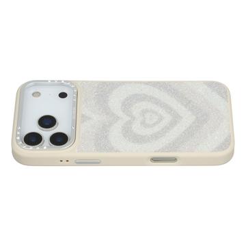 iPhone 17 Pro Jaucase Funda Híbrida Magnética Patrón Corazón - Blanco
