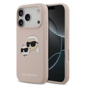 Funda MagSafe de silicona líquida Karl Lagerfeld Double Heads para iPhone 17 Pro - Rosa