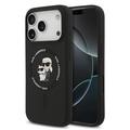 Funda MagSafe de silicona líquida Karl Lagerfeld Karl and Choupette para iPhone 17 Pro - Negro