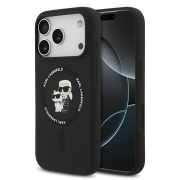 Funda MagSafe de silicona líquida Karl Lagerfeld Karl and Choupette para iPhone 17 Pro - Negro