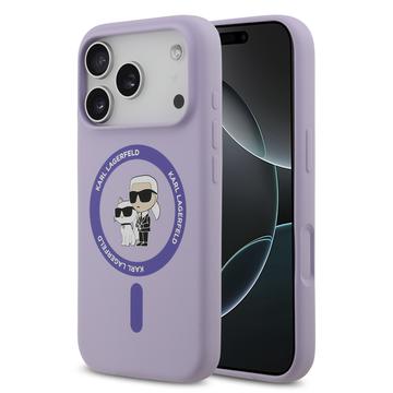 Funda MagSafe de silicona líquida Karl Lagerfeld Karl and Choupette para iPhone 17 Pro - Rosa